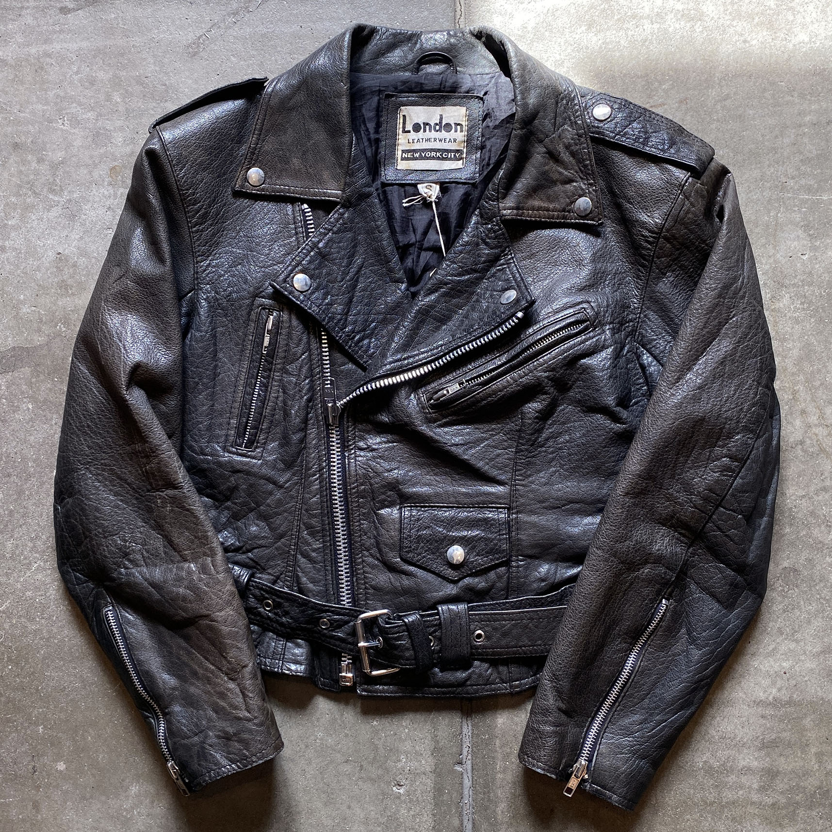 1980's London leather wear ダブル レザーライダースジャケット 