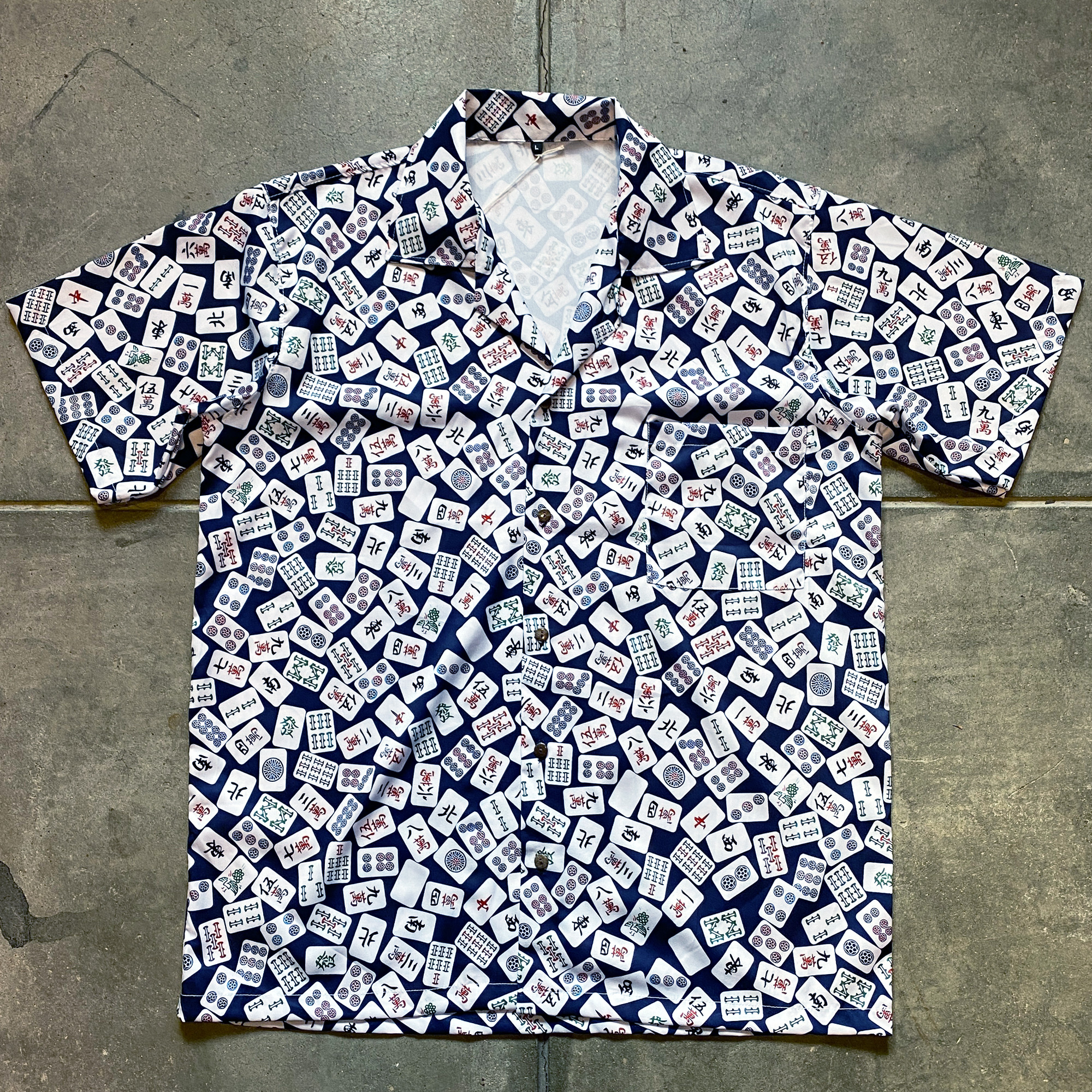 新品】麻雀牌総柄オープンカラーシャツ ネイビー – サニーコレクション