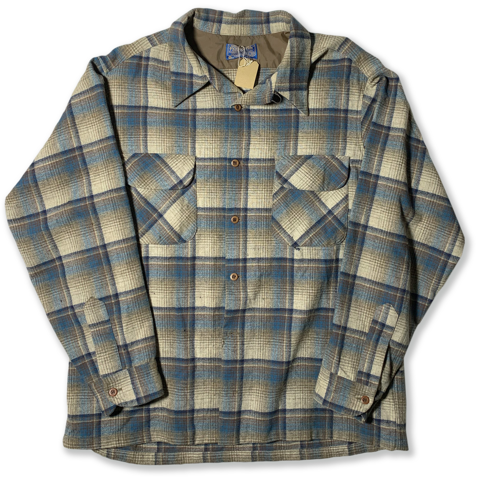 70's USA製 PENDLETON オープンカラーウールシャツ ボードシャツ 